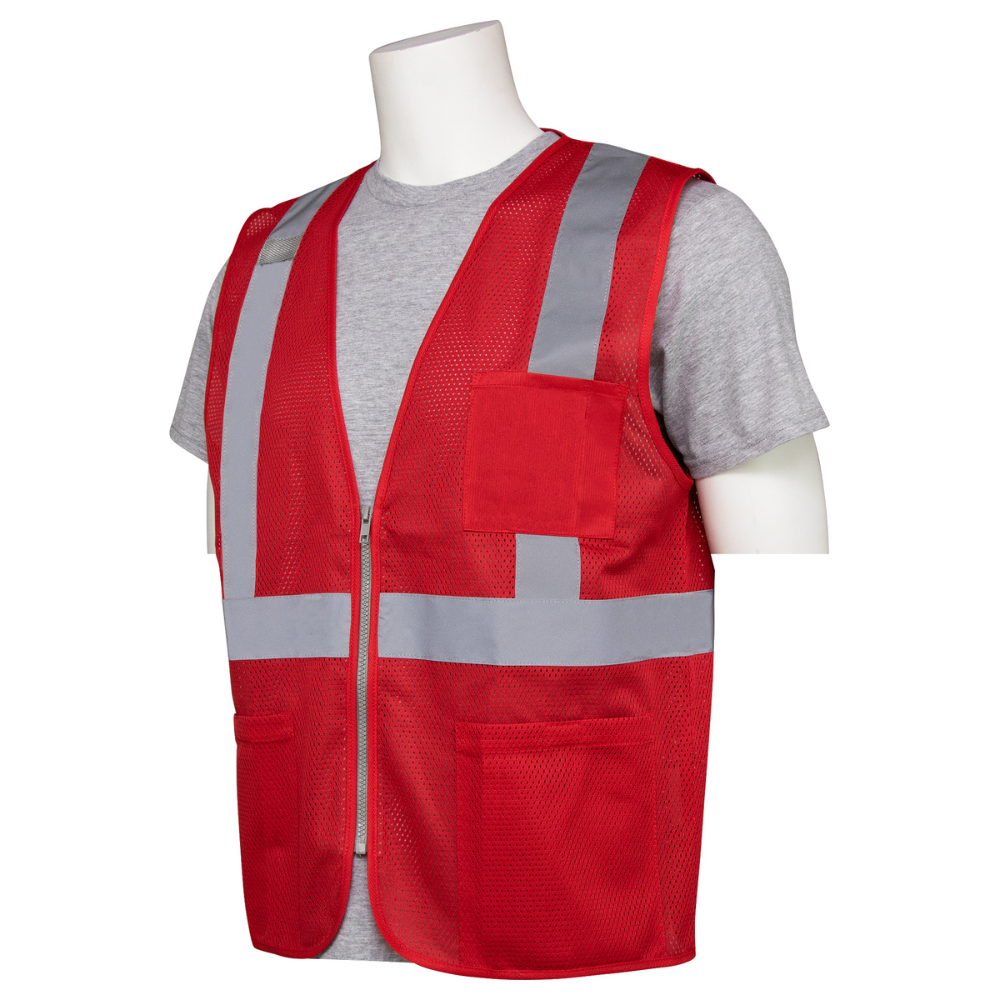 ERB Safety S863P Non Ansi Mesh Zip Vest (Red) | All Security Equipment