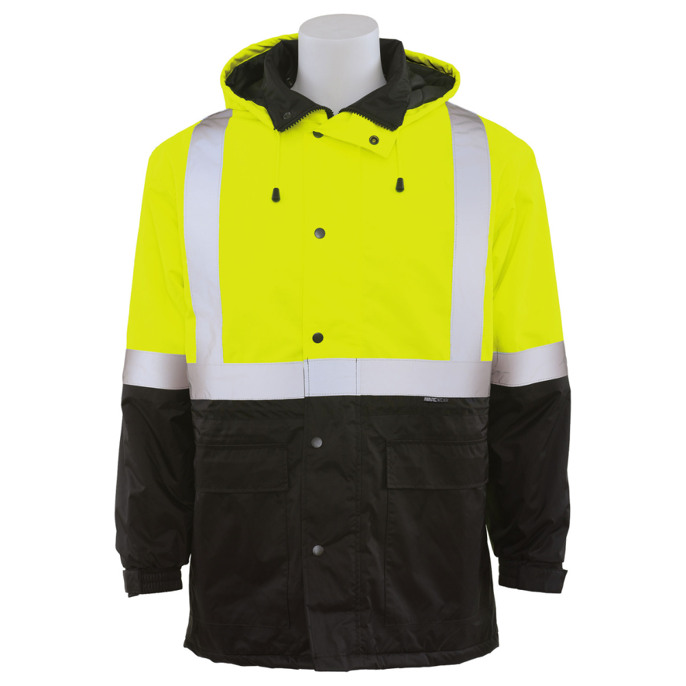 ERB Safety W144 Class 3 Black Bottom Parka (Hi-Viz Lime)