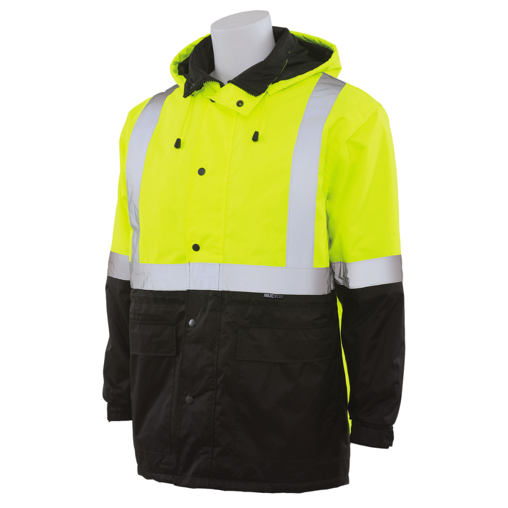 ERB Safety W144 Class 3 Black Bottom Parka (Hi-Viz Lime)