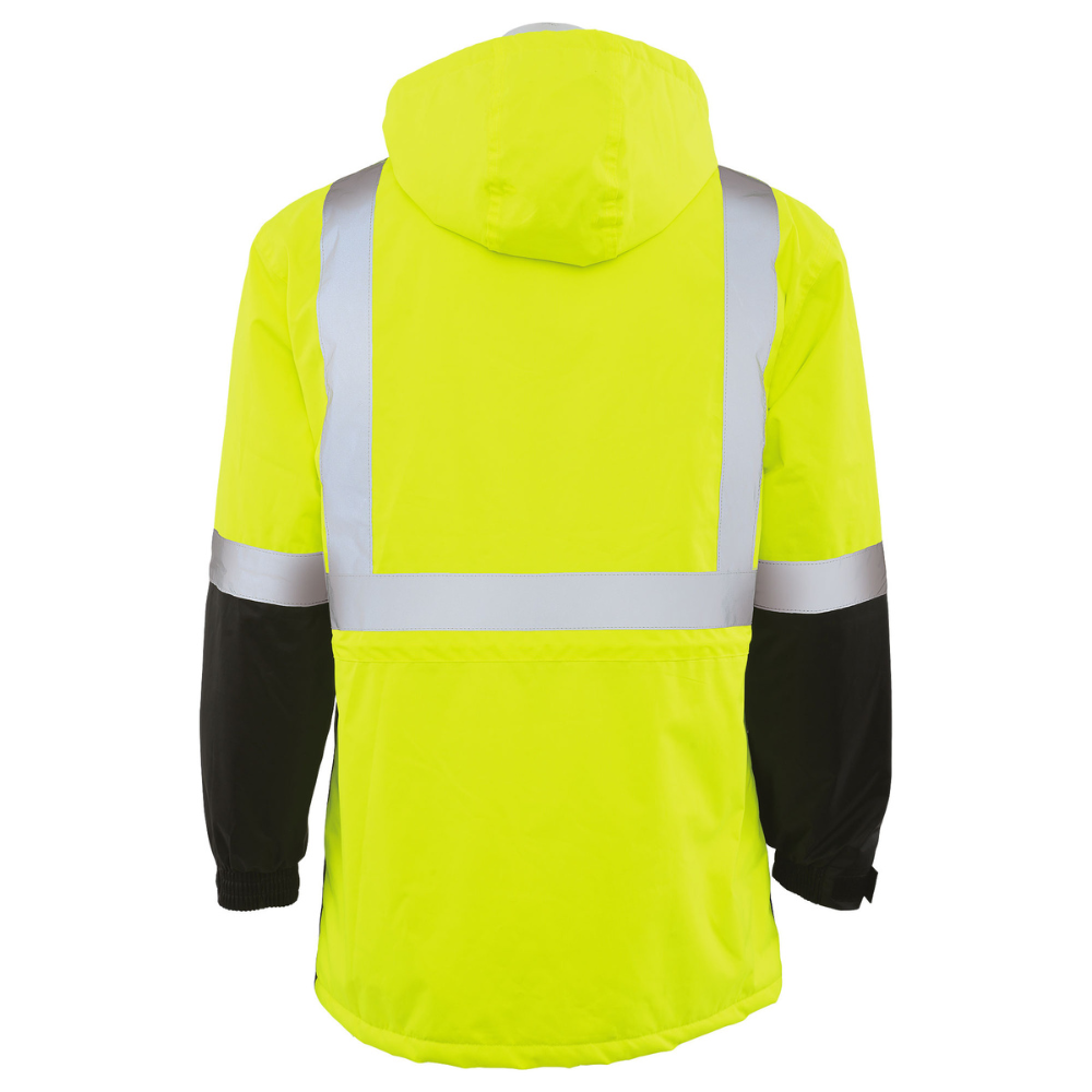 ERB Safety W144 Class 3 Black Bottom Parka (Hi-Viz Lime)