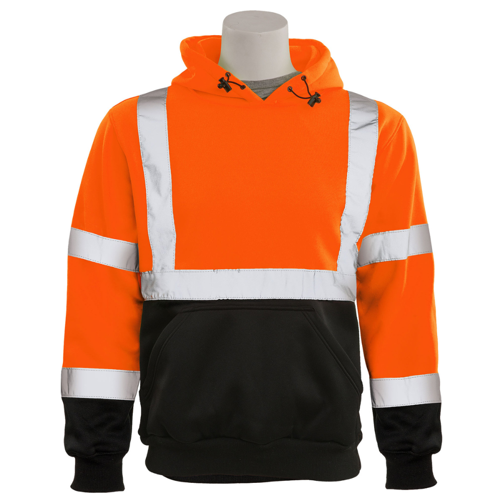 ERB Safety W376B Pullover Hoodie Black Bottom Sweatshirt (Orange)