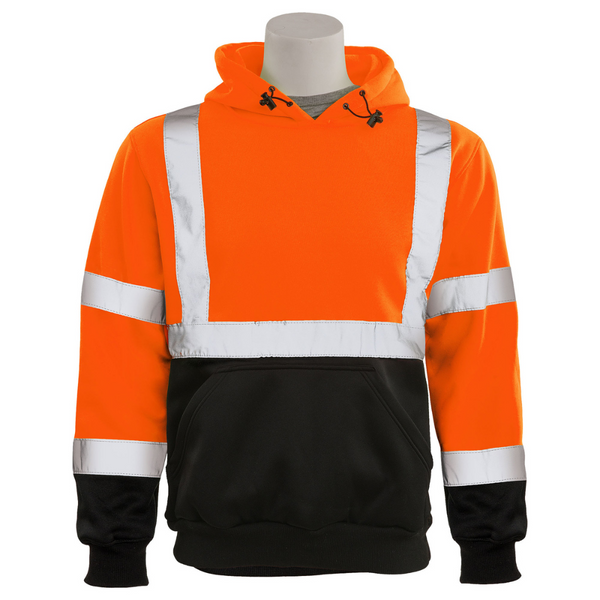 ERB Safety W376B Pullover Hoodie Black Bottom Sweatshirt (Orange)