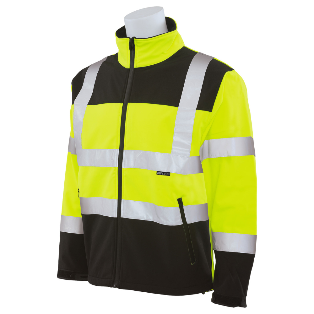 ERB Safety W650 Class 3 Men's Softshell Jacket (Hi-Viz Lime)