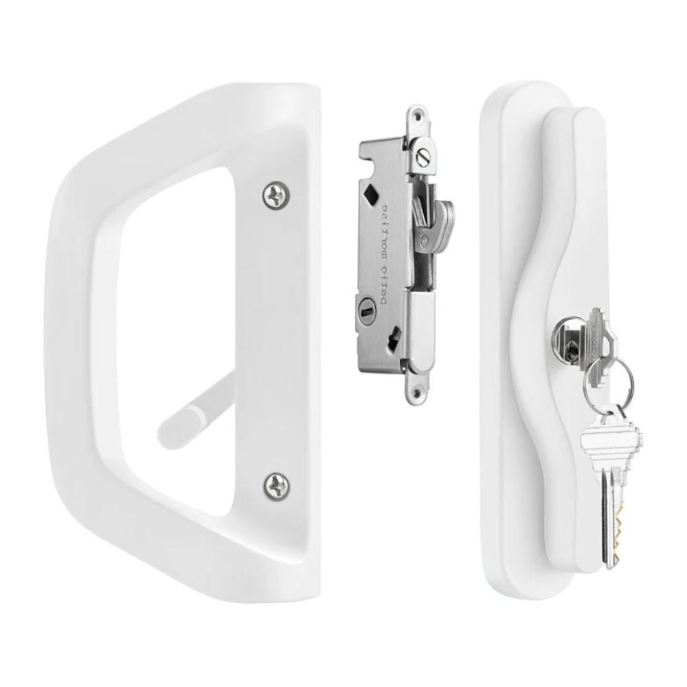 Easilok A10 Sliding Door Lock Patio Door Handle Set with Mortise Lock (White) | ESK-A10