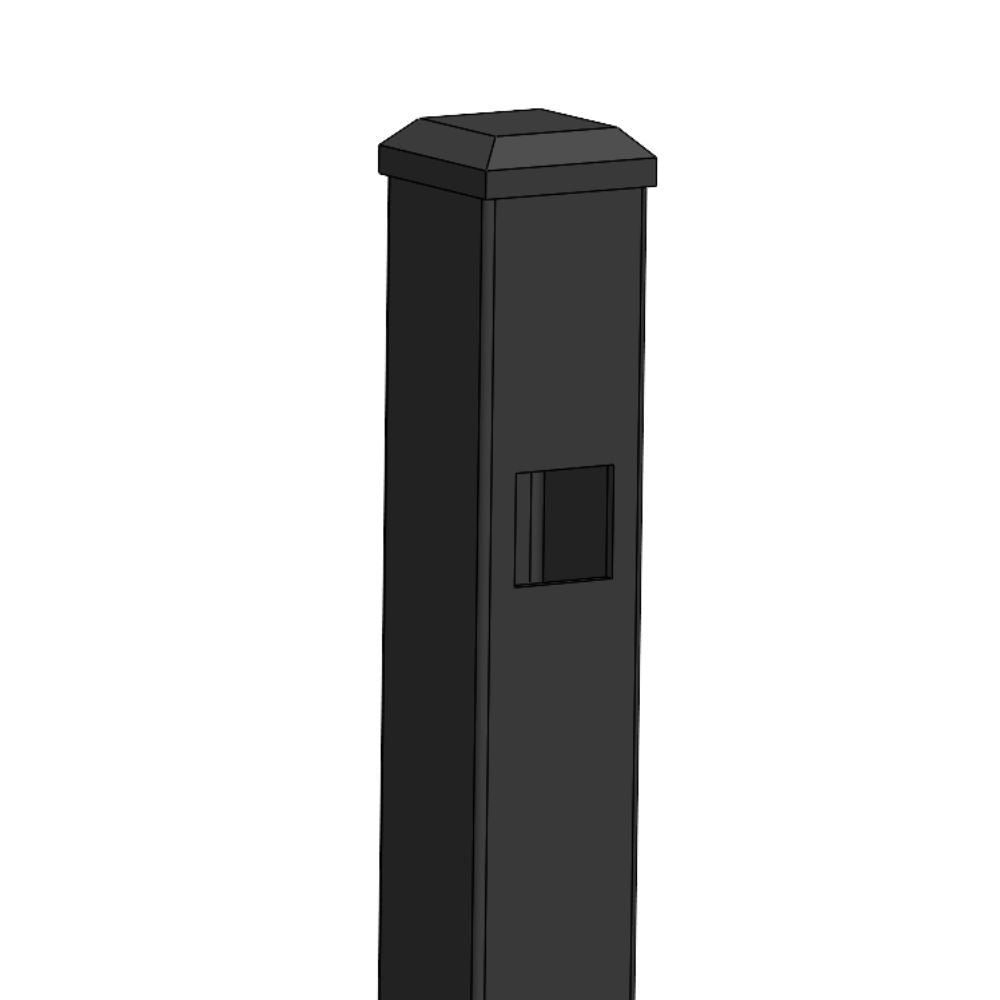 2" x 64'' Residential Gate Post Full Double Picket Flat Head (Black)