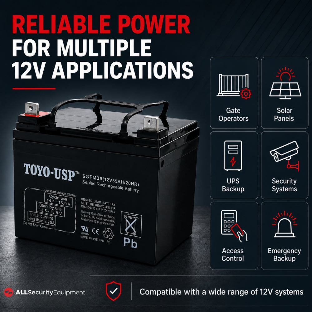 ASE Battery 35AH, 12V, Sealed Lead Acid NB Terminals | FAS-12350