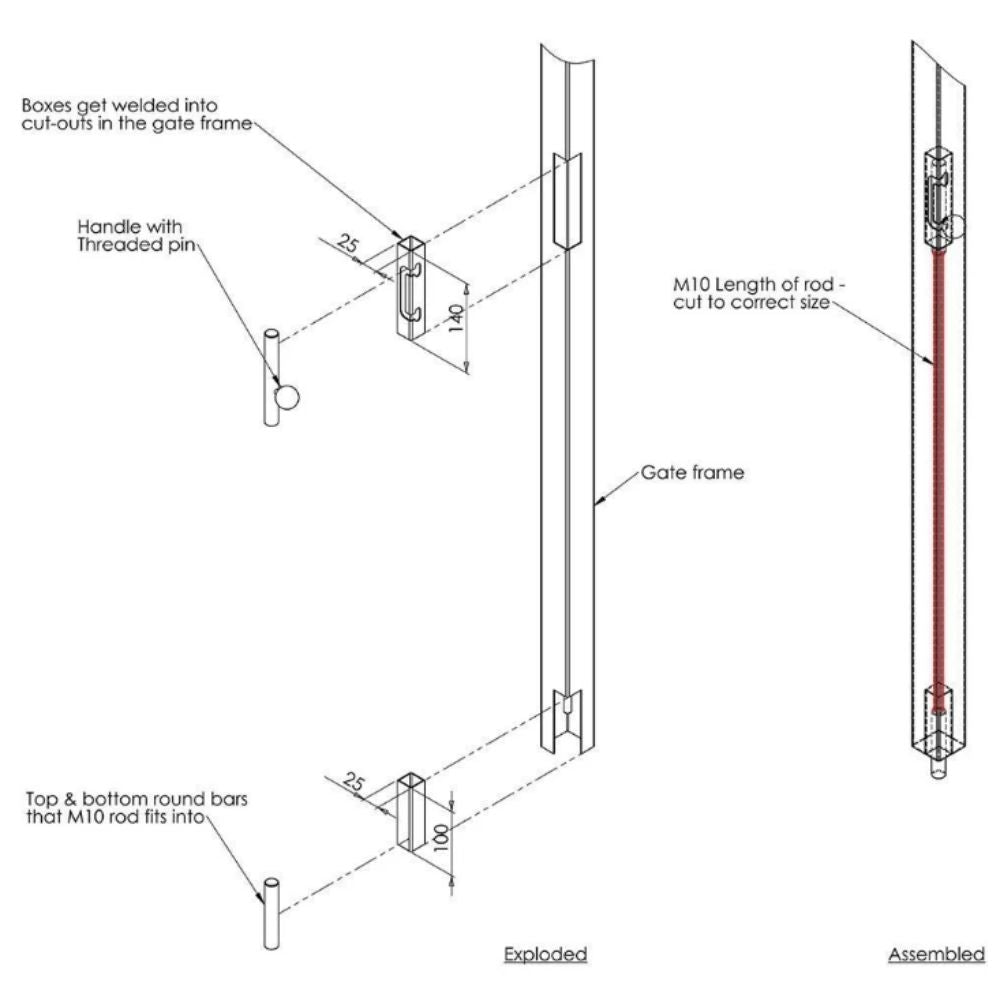 Gatemaster Concealed Vertical Drop Bolt For Single Gates | GAT-CDS