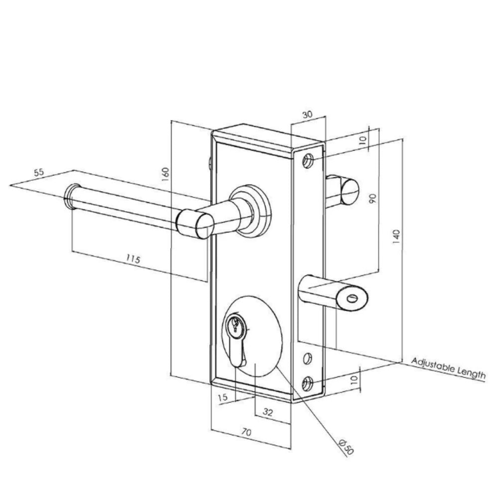 Gatemaster Standard Superlock for 40-60 mm Gates - Plain Black Handle | All Security Equipment