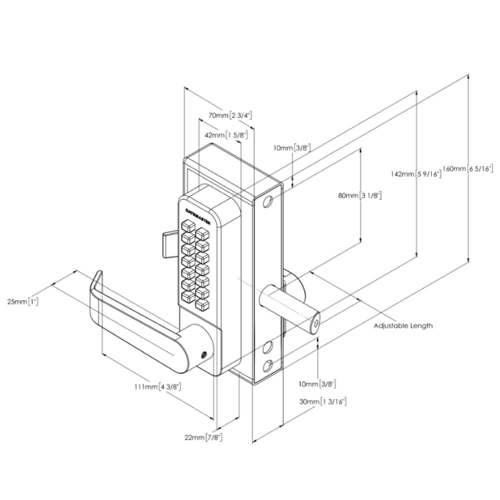 Gatemaster Superlock Digital Keypad - One-Sided - Left - for 10-30 mm Gates | All Security Equipment