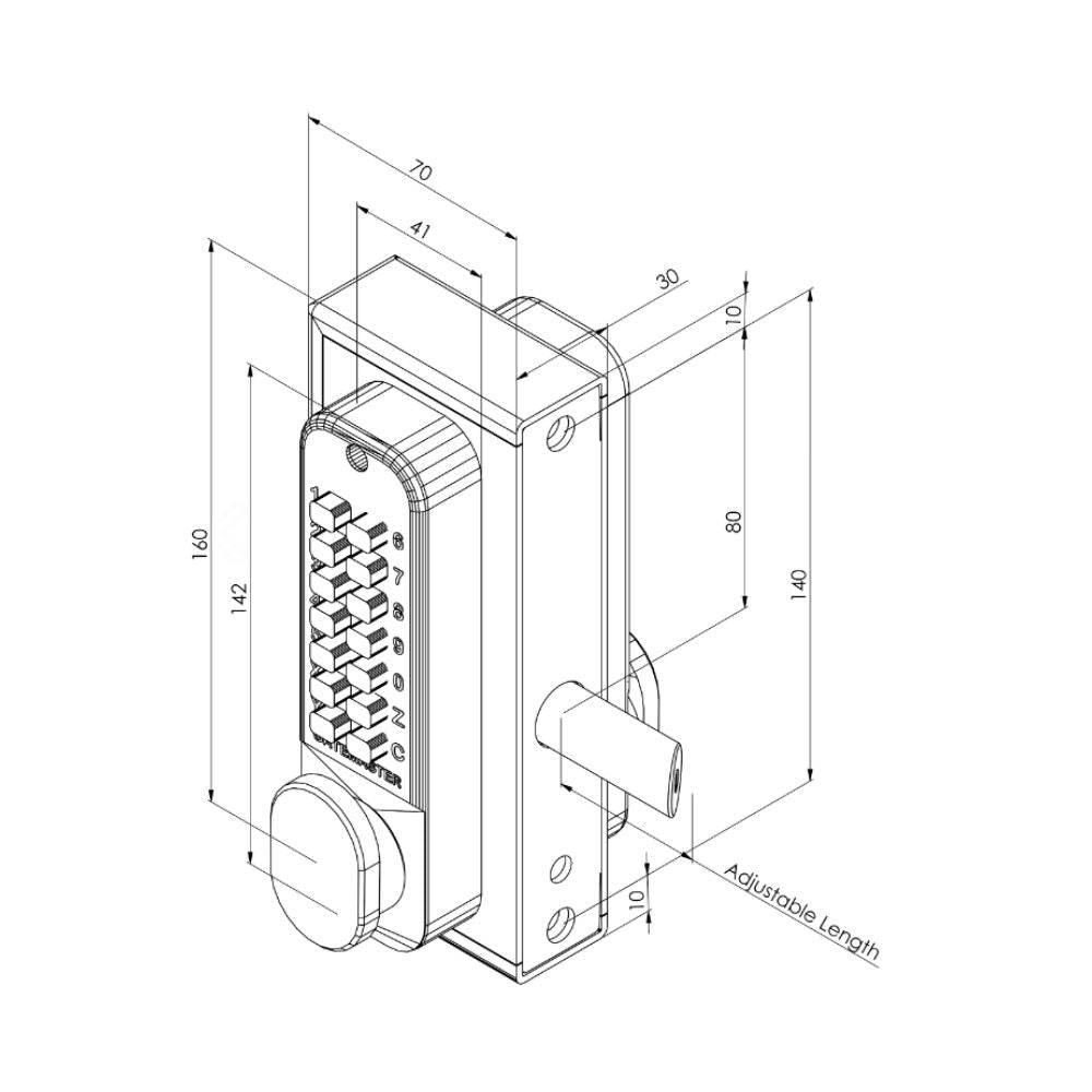 Gatemaster Superlock Digital Keypad - One-Sided - Left - for 40-60 mm Gates | All Security Equipment