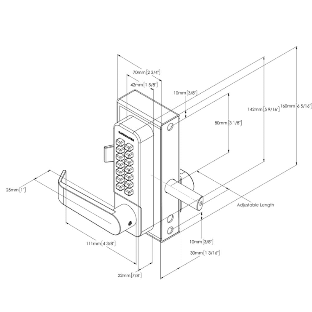 Gatemaster Superlock Digital Keypad - One-Sided - Right - for 10-30 mm Gates | All Security Equipment