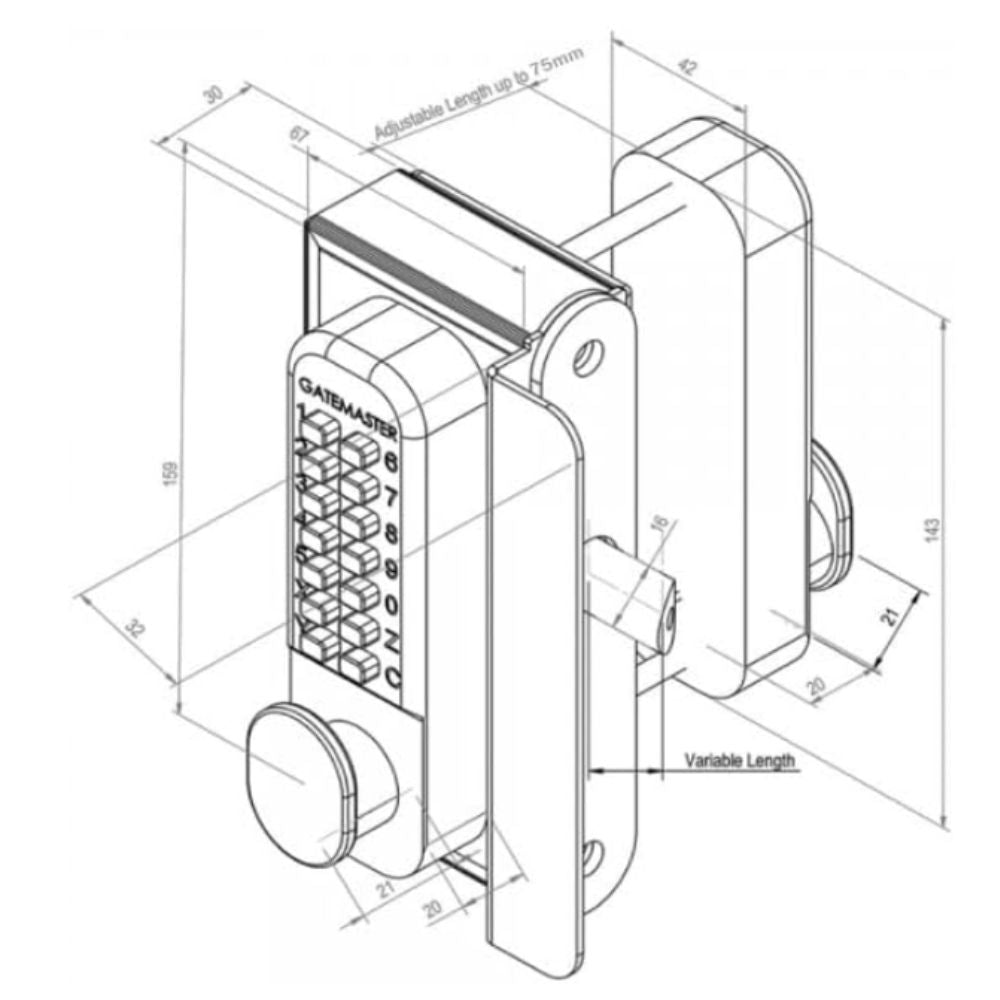 Gatemaster SuperlockDigital Surface Fix, Double Sided LH, Outward open | All Security Equipment