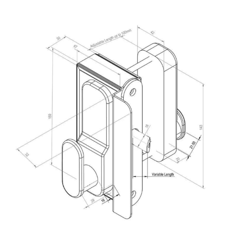Gatemaster Superlock Surface Fixed Digital Lock Left Hand | All Security Equipment