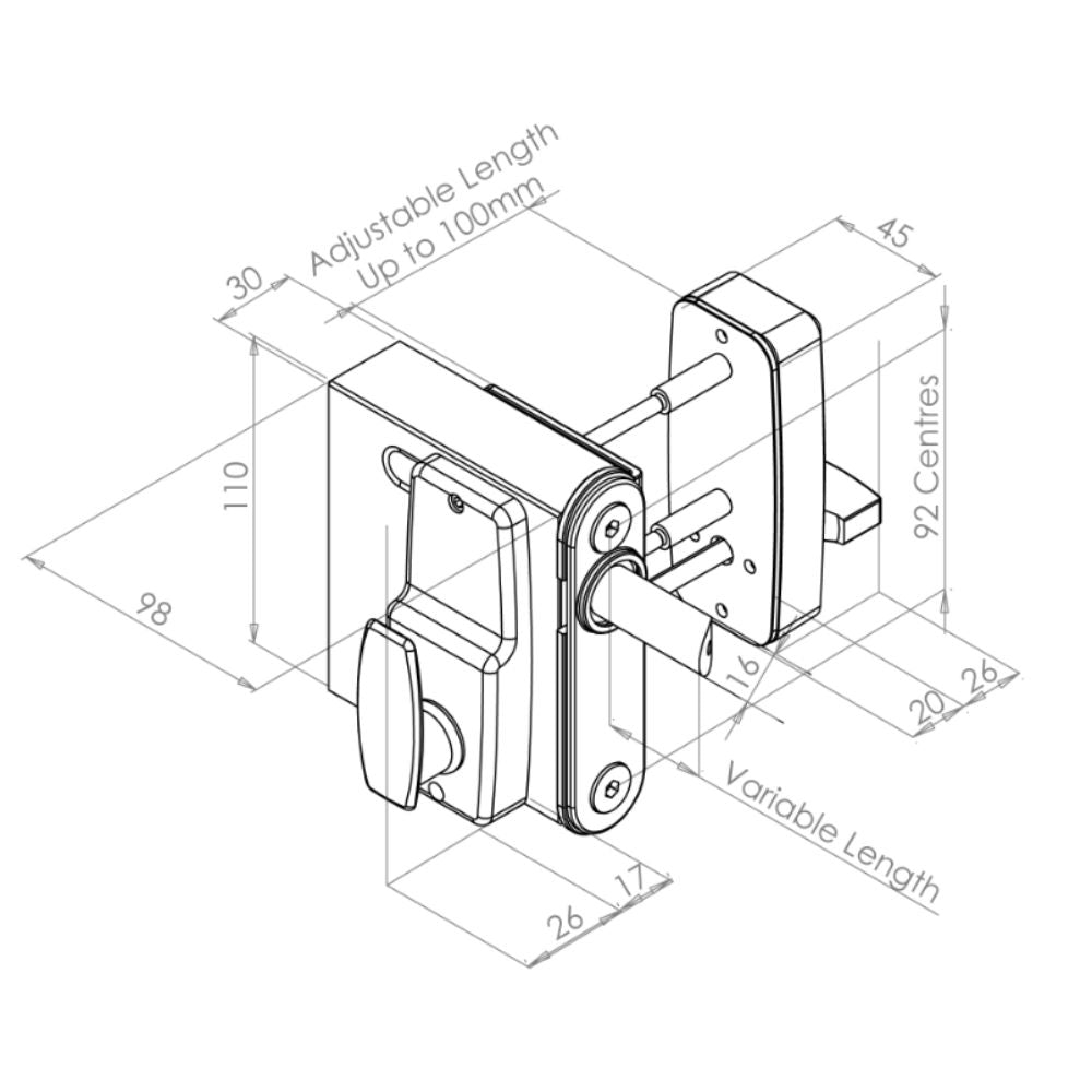 Gatemaster Surface-fixed Digital Lock Left-Hand DGLSWL