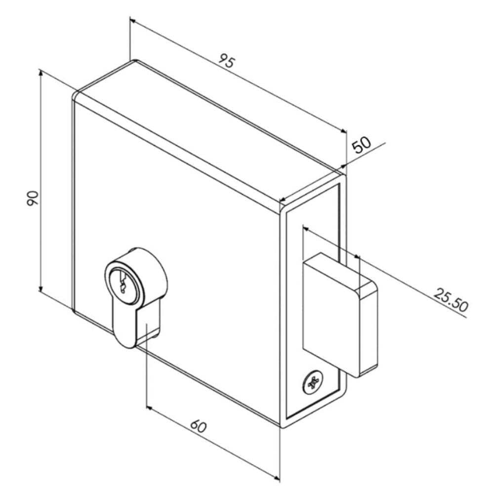 Gatemaster Weld-In Double Throw Deadlock, 60mm Case | All Security Equipment