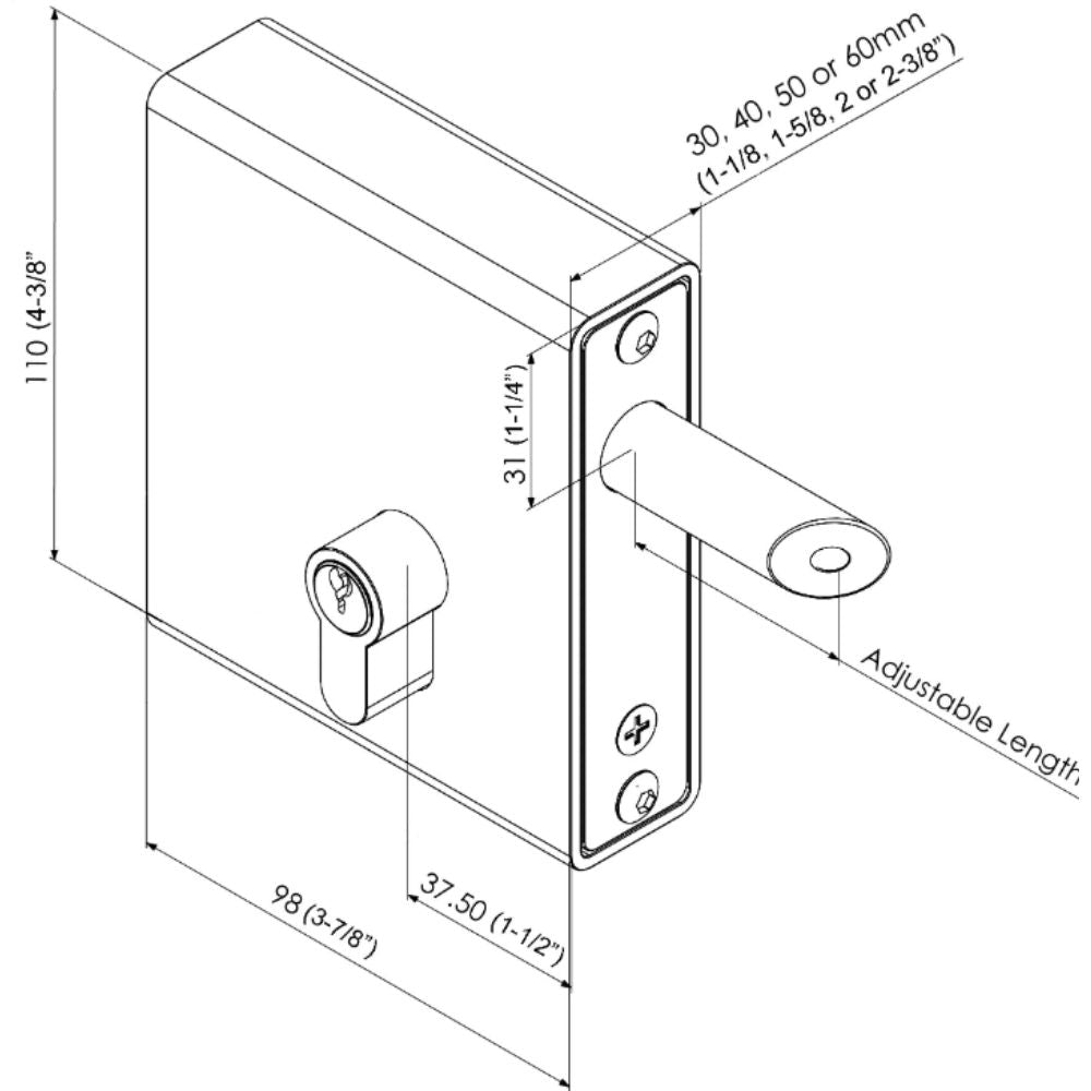 Gatemaster Weld-In Long Throw Keyed Latch, 30mm Case Width | All Security Equipment