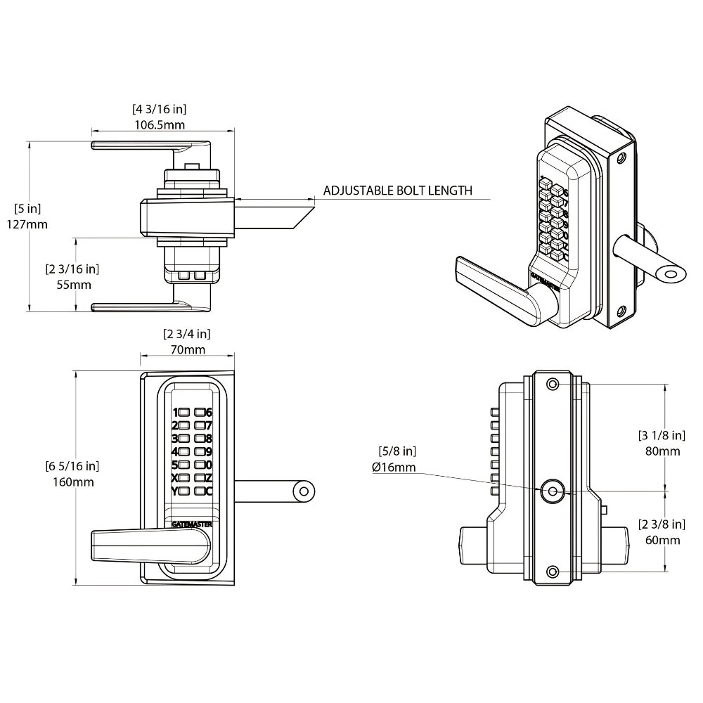 Gatemaster BDGRR4060 RapidReset Gate Lock for 40-60 mm Right-Hand | ASE