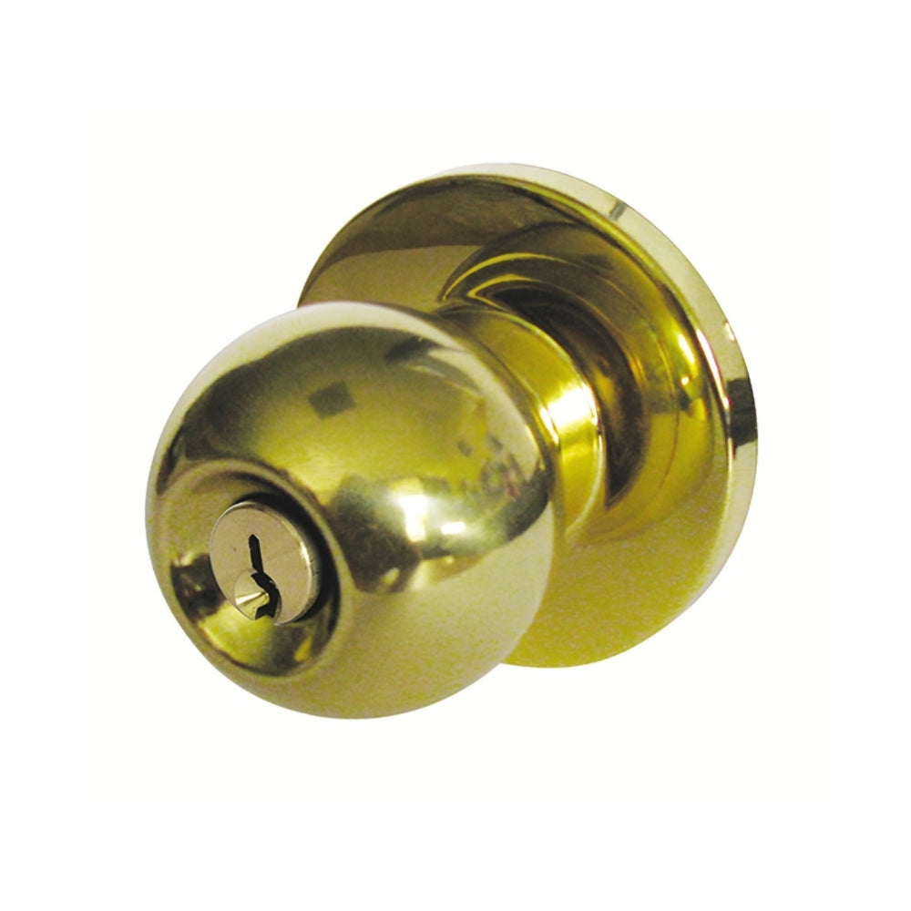 General Lock K253B-605-C-LL-ANSI Bright Brass Grade 2 Cylindrical Entry Ball Knobset (Less Latch) | ASE