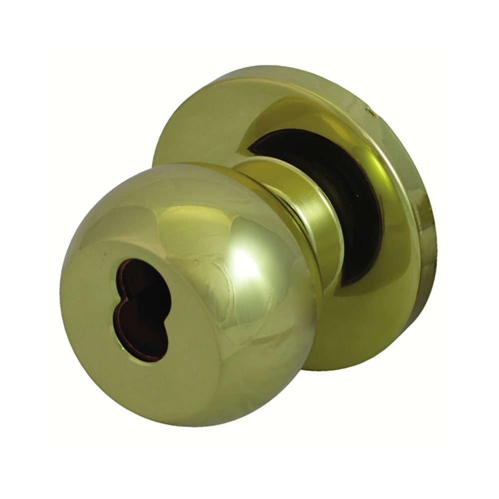General Lock K253B-605-IC-234-S-ANSI Bright Brass Grade 2 Cylindrical Entry Ball Knobset (SFIC Keyway) | ASE