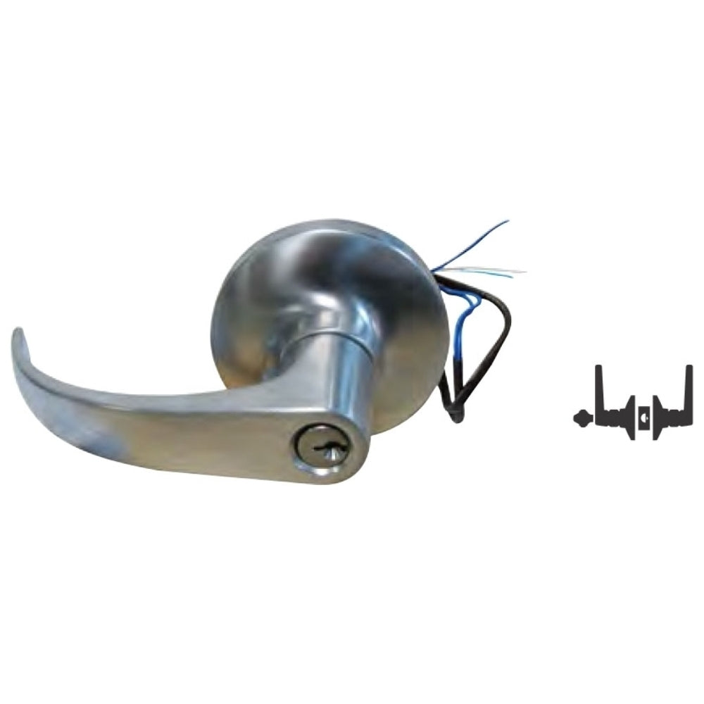 General Lock L180CE FSE 24VDC 626 SFIC 238 REX 2-3/8" Backset Grade 1 Storeroom Curved Lever Lockset | All Security Equipment