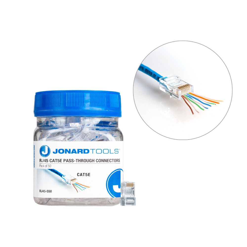 Jonard Tools CAT5e RJ45 Pass-Through Connectors Pack of 50 RJ45-550