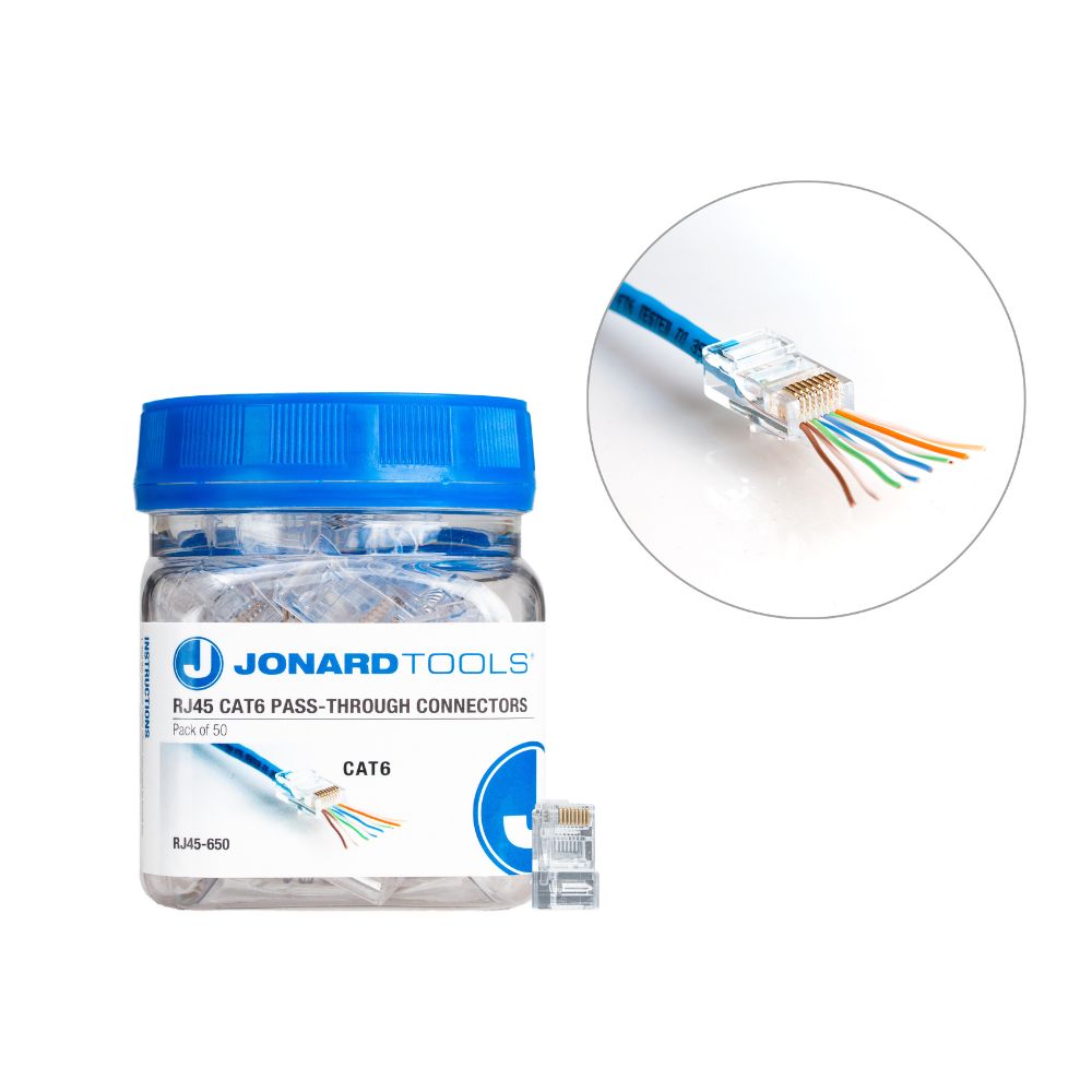 Jonard Tools CAT6 RJ45 Pass-Through Connectors (Pack of 50) RJ45-650