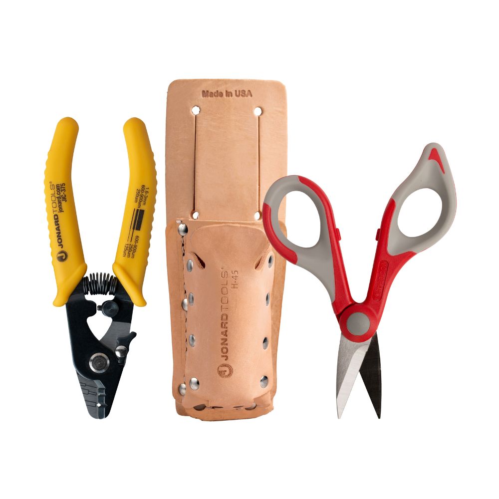 Jonard Tools Fiber Stripper & Kevlar Shears Kit - Leather Pouch TK-355