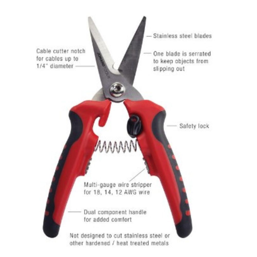 Jonard Tools Heavy Duty Scissor with Wire Stripper JIC-183