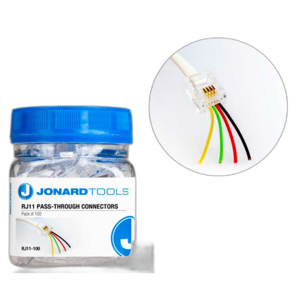 Jonard Tools RJ11 Pass-Through Connectors (Pack of 100) | All Security Equipment