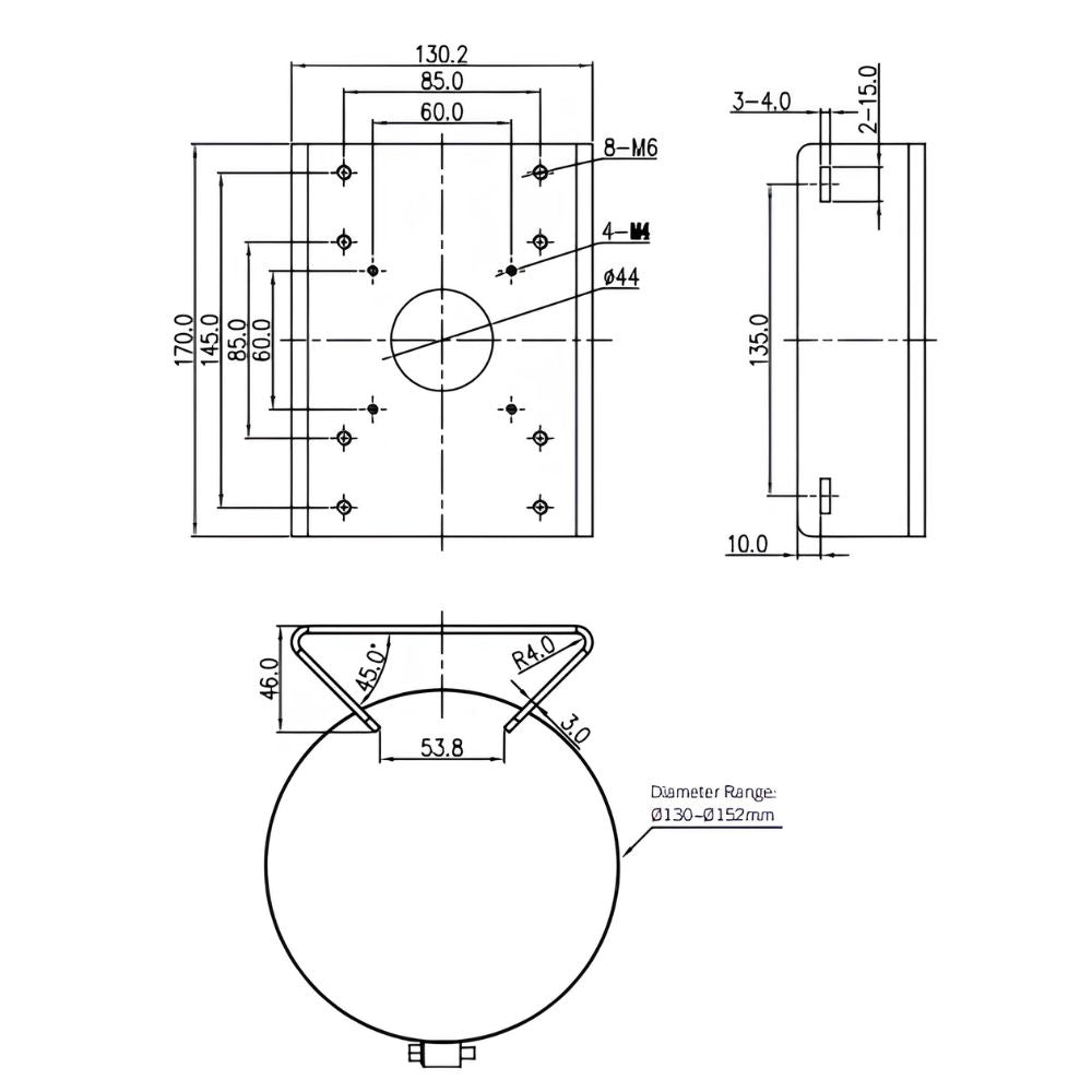Liberty Camera L3POLEMT2 Junction Box, L3 Series Pole Mount | ASE