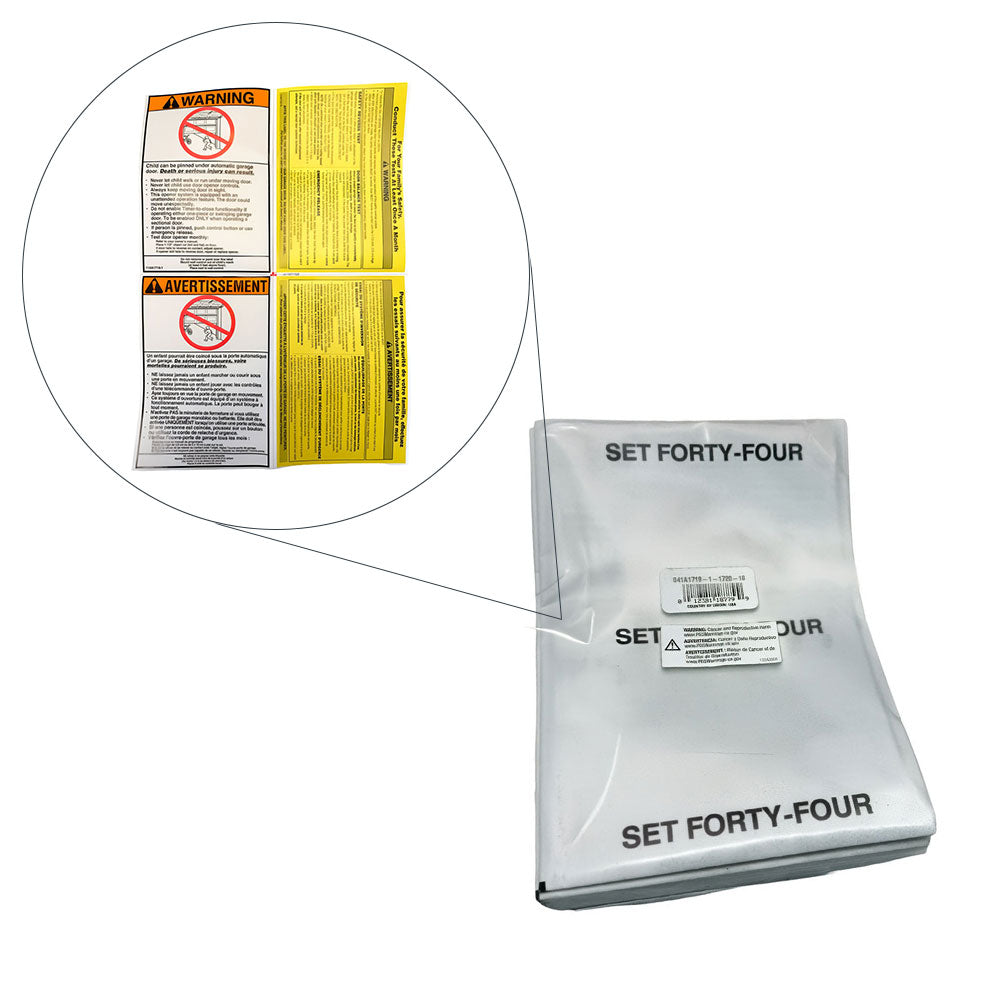 LiftMaster 041A1719-1-1720-18 Warning Labels (GDO, Qty. 10)