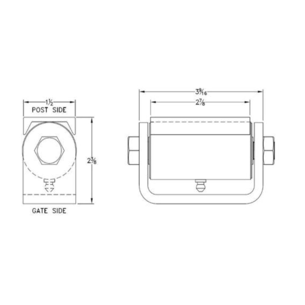 LiftMaster Duty Roller Cage Bearing Hinge - Round Mount, Prime Coated (Sold in pairs) | All Security Equipment