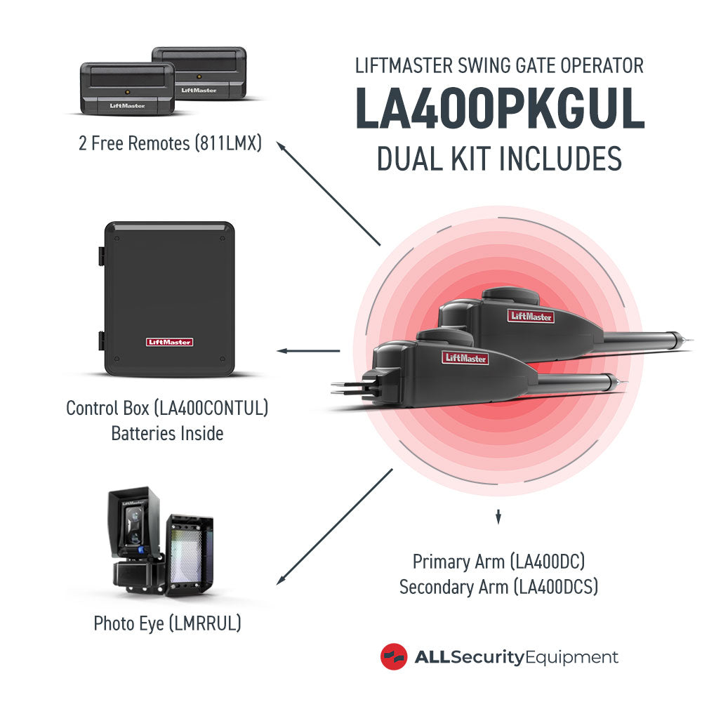 LiftMaster LA400PKGUL Dual Swing Gate Opener Includes | All Security Equipment