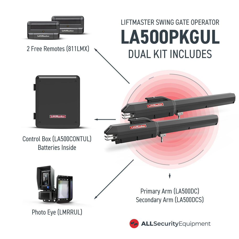 LiftMaster LA500PKGUL Dual Swing Gate Opener Includes | All Security Equipment