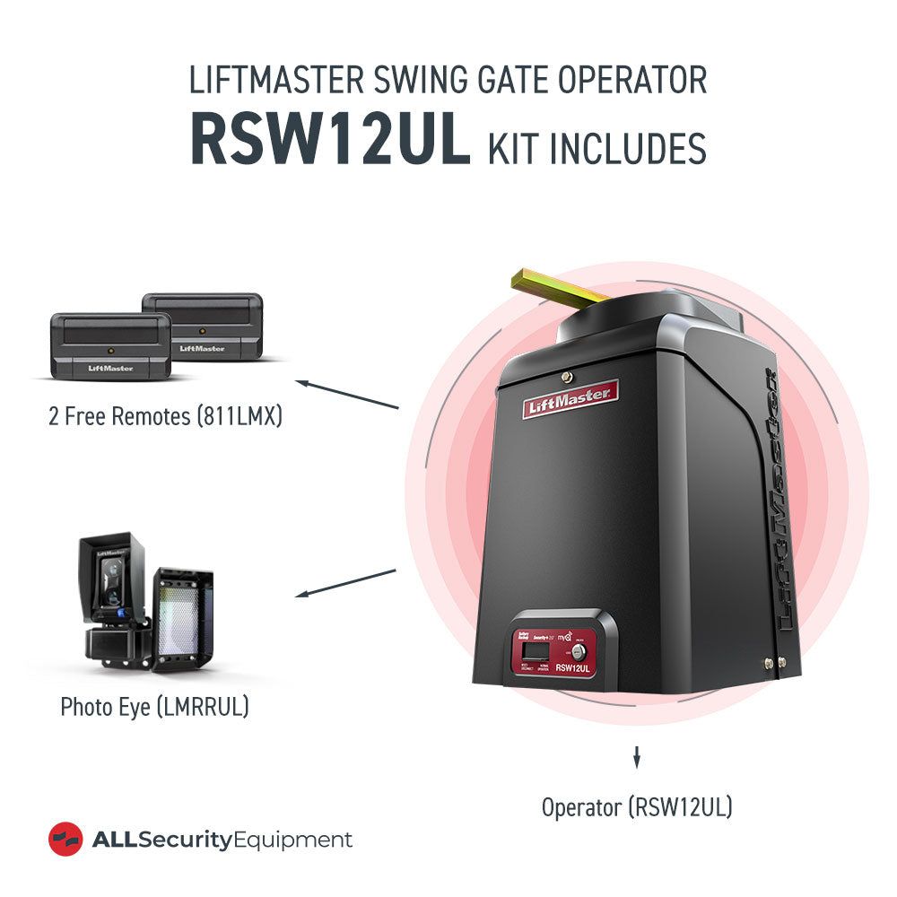 LiftMaster RSW12UL 12VDC Residential Light Commercial Swing Gate Operator Includes