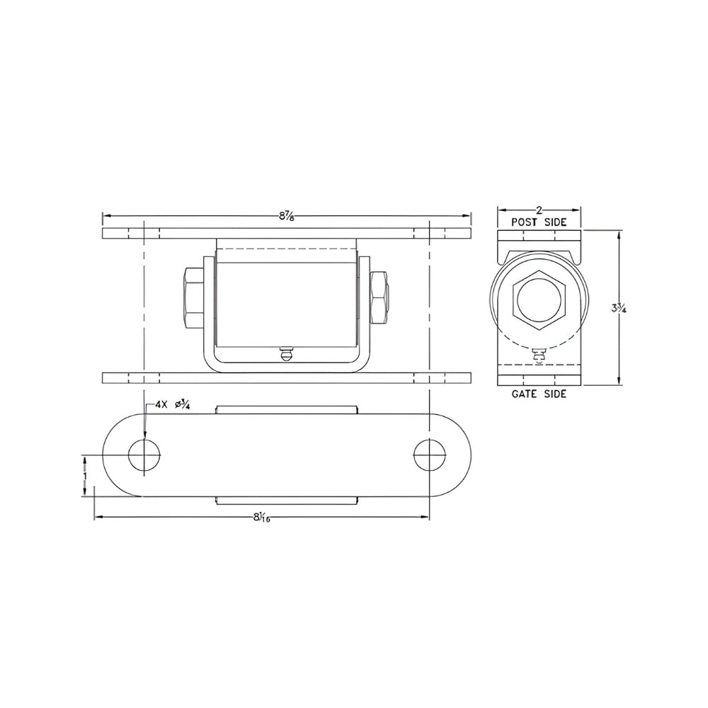 LiftMaster Heavy Duty Roller Cage Bearing Hinge Bolt to Gate 2050P