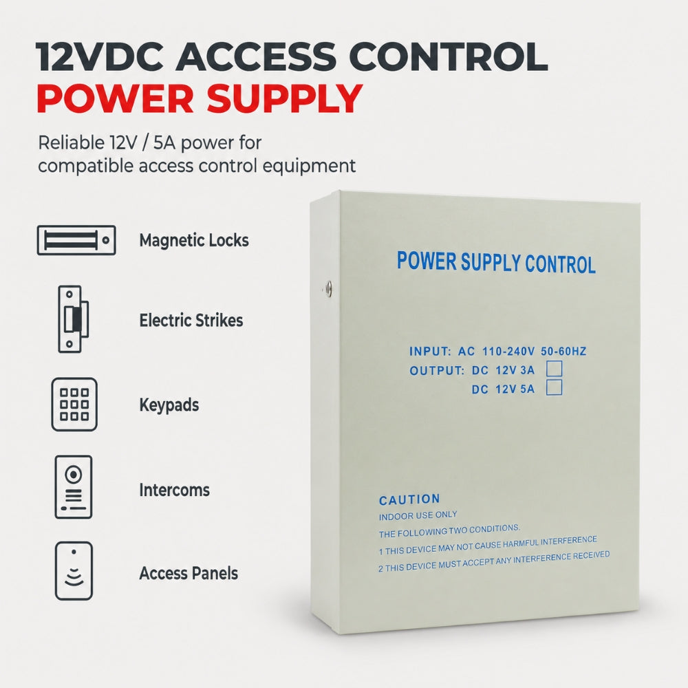 Low Voltage Control Box with Power Supply 12V/5A FAS-CTRLBOX | All Security Equipment