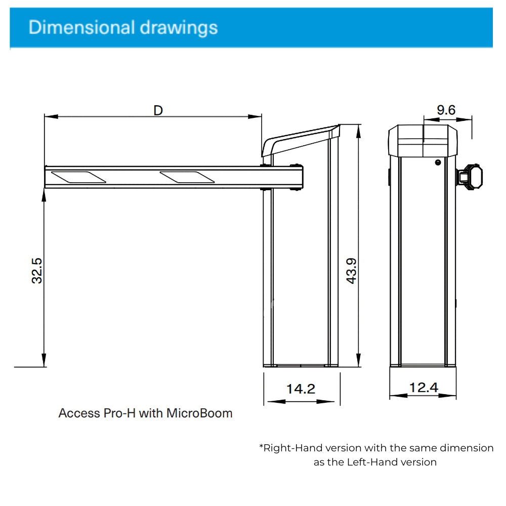 Magnetic Autocontrol Access Pro-H Left-Hand Barrier Gate with 20' MicroBoom Arm | All Security Equipment