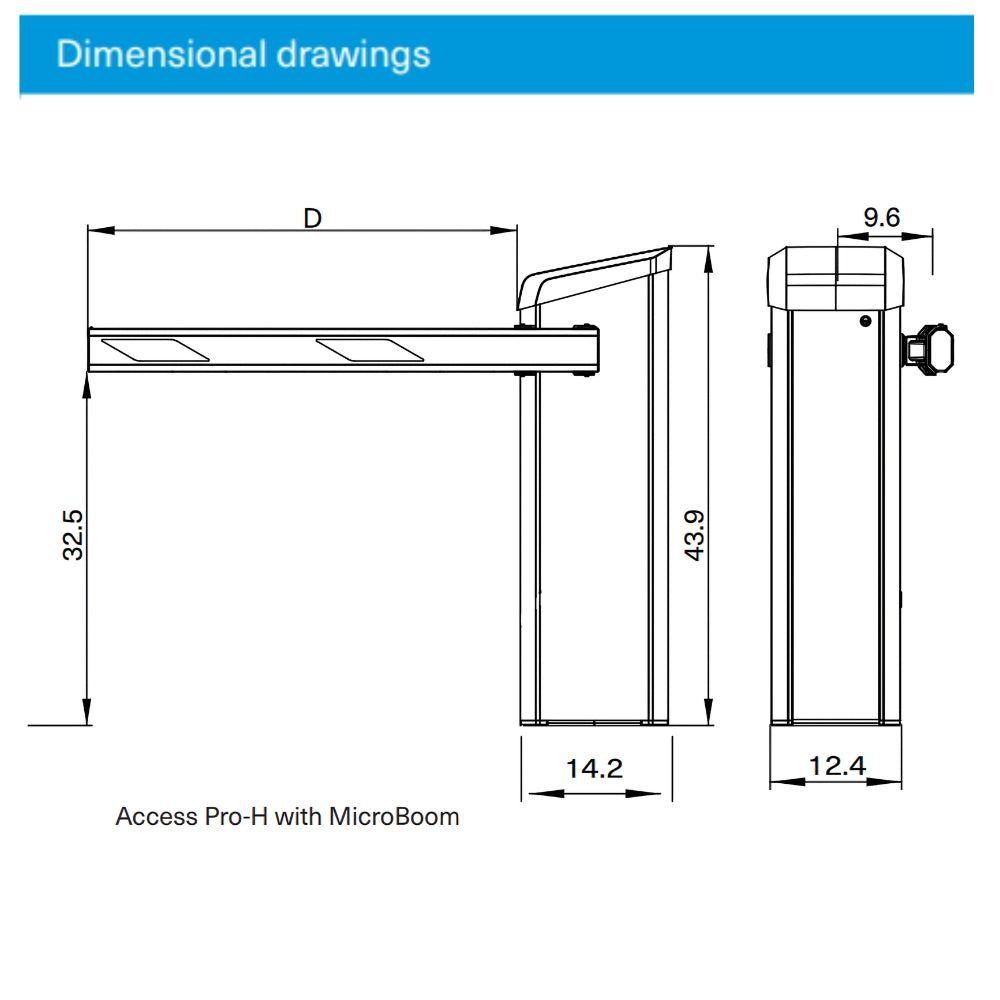 Magnetic Autocontrol Access Pro-H Right-Hand Barrier Gate with 15' MicroBoom Arm | All Security Equipment