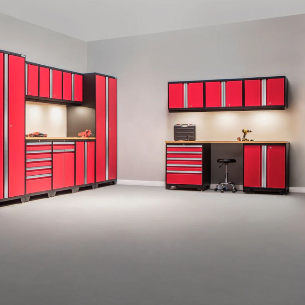 NewAge Pro Series 14 Piece Cabinet Set (Black Frame with Red Door)