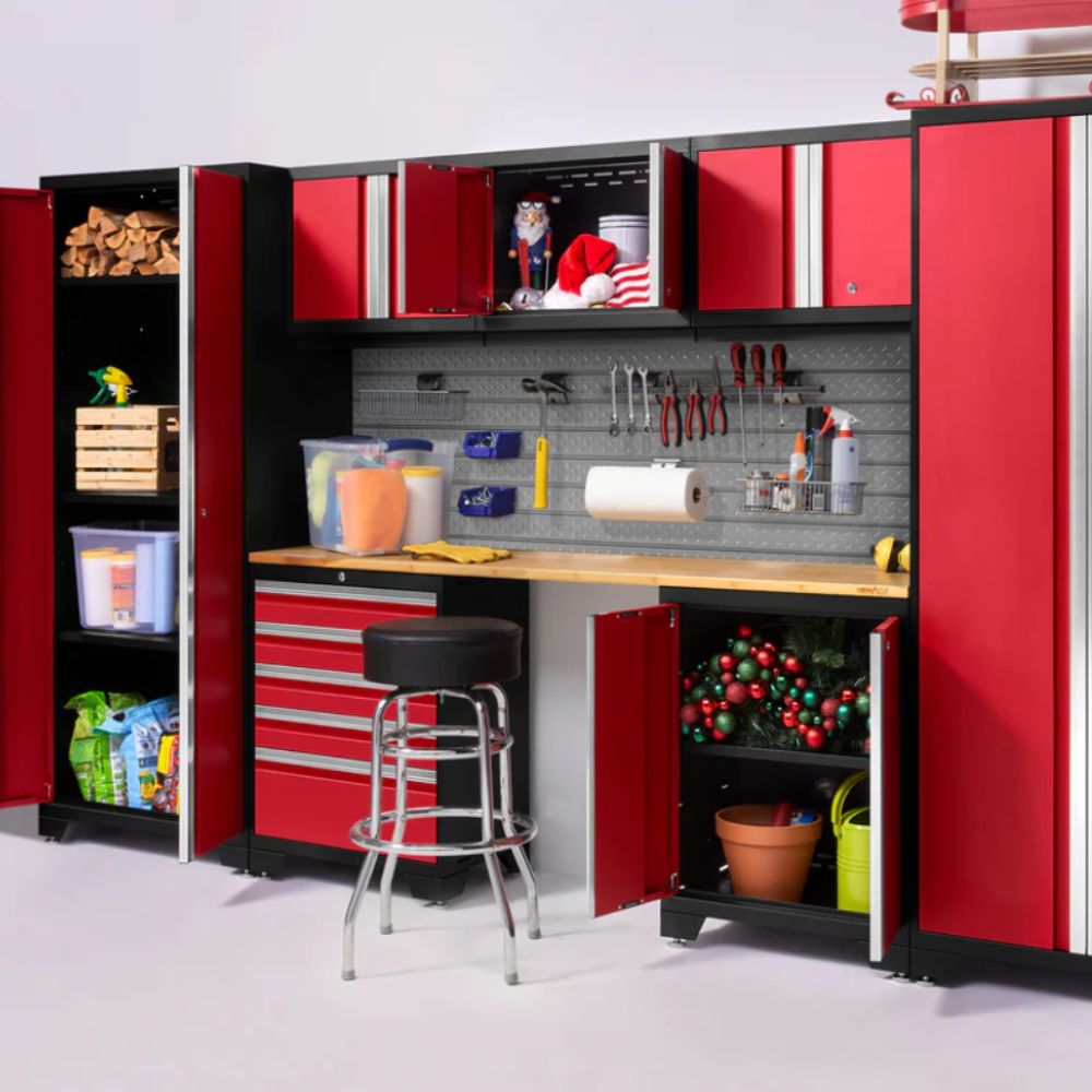 NewAge Pro Series 14 Piece Cabinet Set (Black Frame with Red Door)