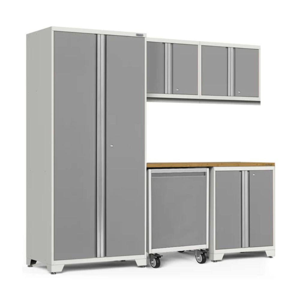 NewAge Pro Series 6pc Cabinet Set Platinum Base, Locker & Utility Cart