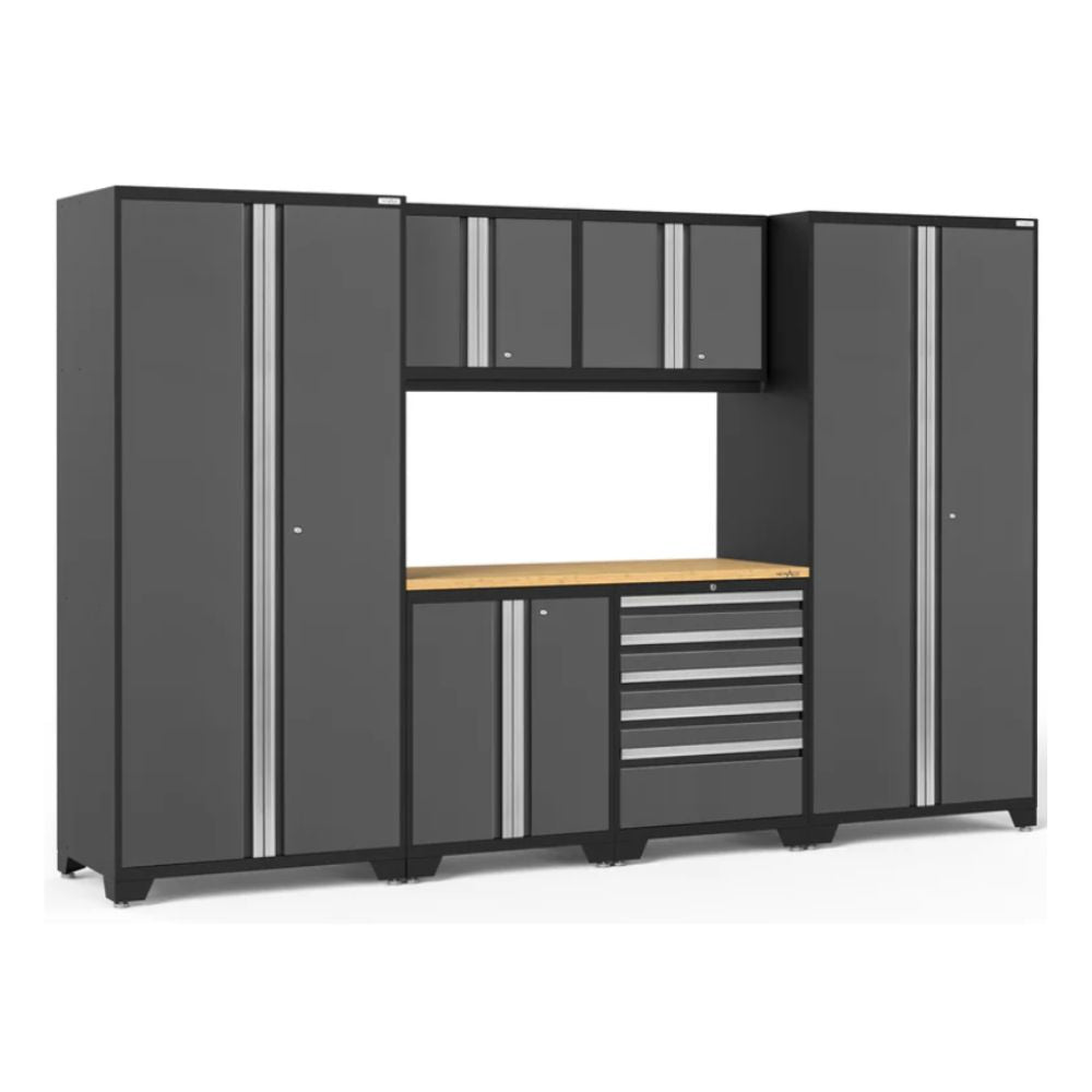 NewAge Pro Series 7 Piece Cabinet Set (Black Frame with Gray Door)