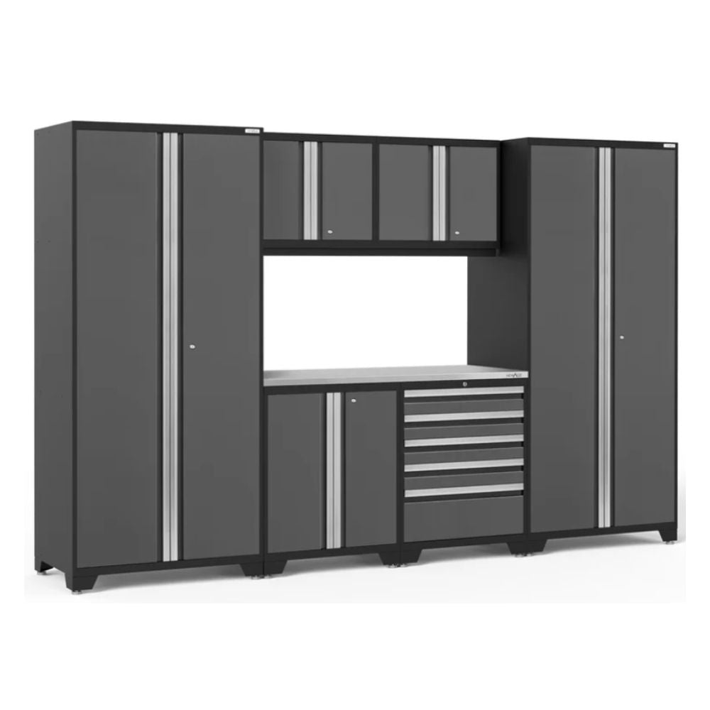 NewAge Pro Series 7 Piece Cabinet Set (Black Frame with Gray Door)