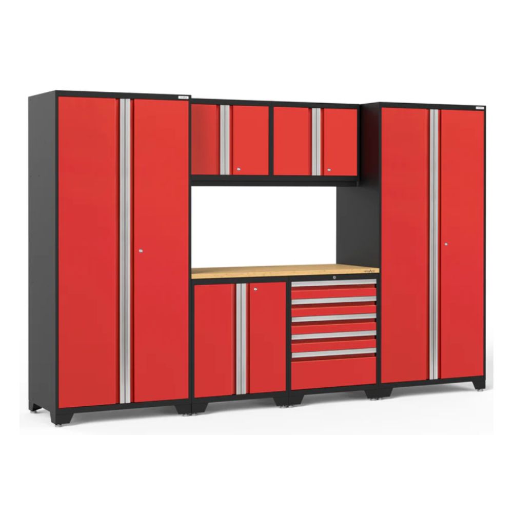 NewAge Pro Series 7 Piece Cabinet Set (Black Frame with Red Door)