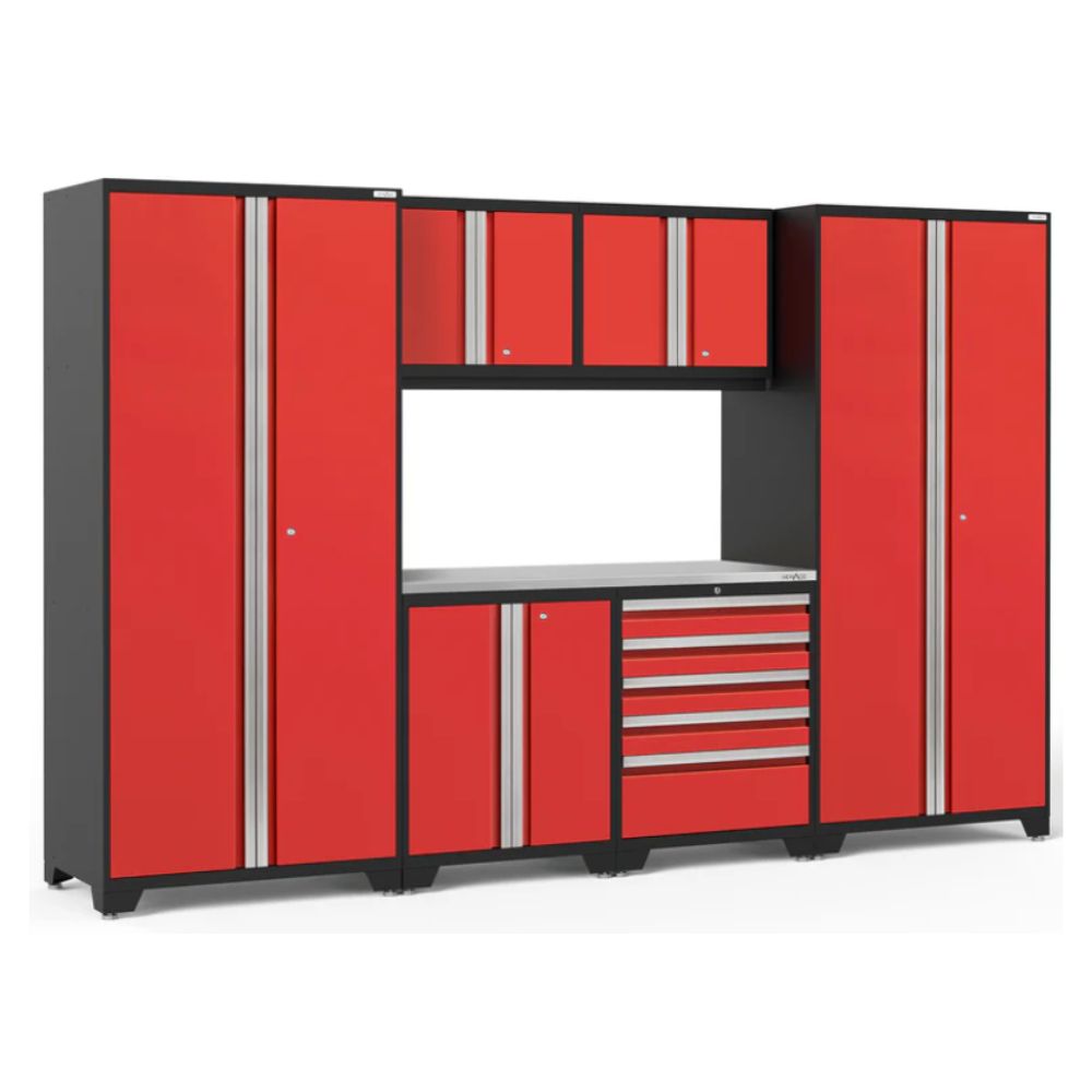 NewAge Pro Series 7 Piece Cabinet Set (Black Frame with Red Door)