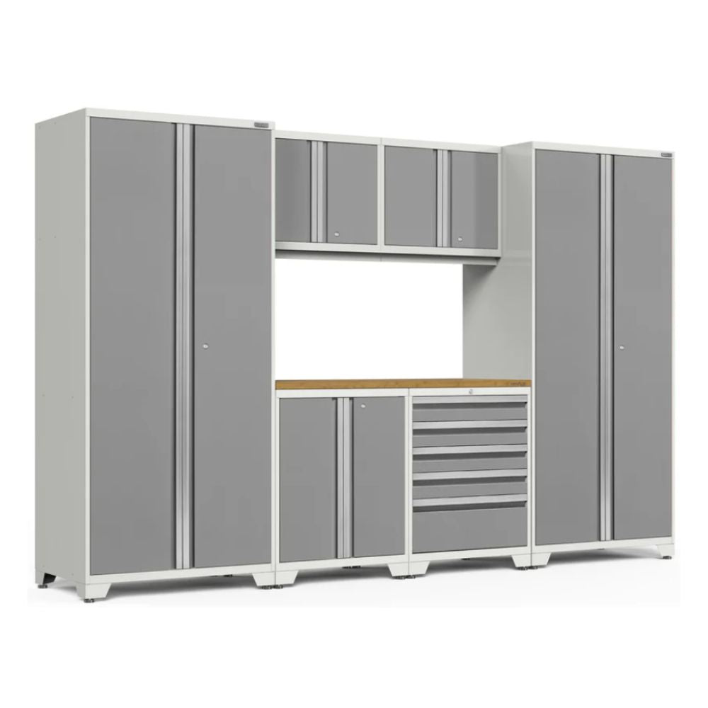 NewAge Pro Series 7 Piece Cabinet Set (White Frame with Platinum Door)