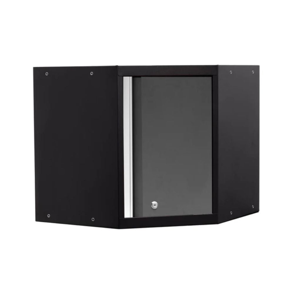 NewAge Pro Series Corner Wall Cabinet - Black Frame/Gray Door 52001