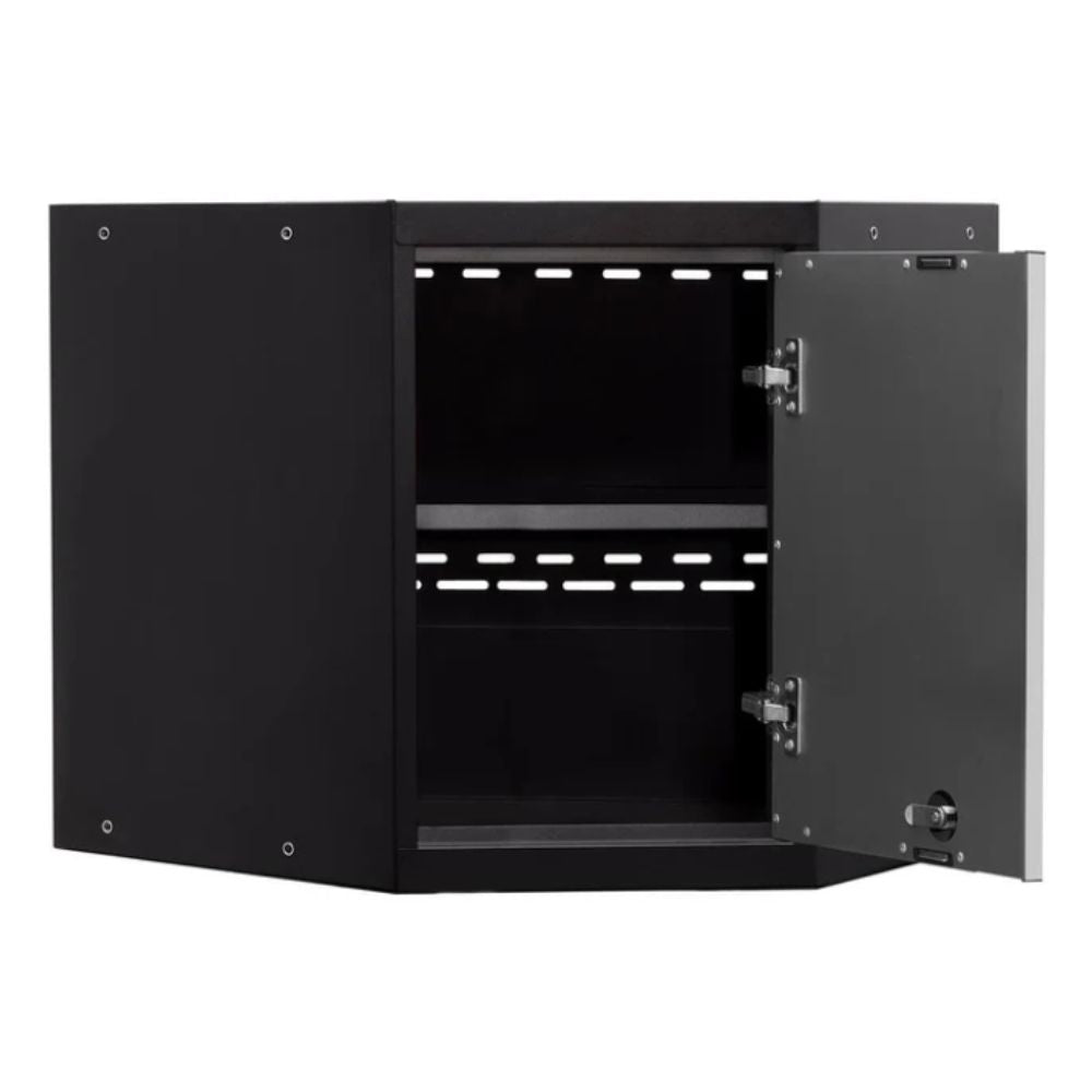 NewAge Pro Series Corner Wall Cabinet - Black Frame/Gray Door 52001