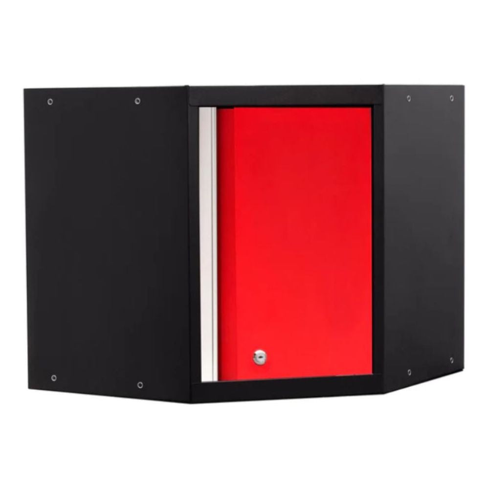 NewAge Pro Series Corner Wall Cabinet - Black Frame/Red Door 52201